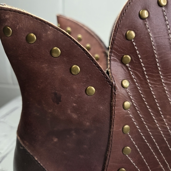 L'artiste  Spring Step Quiddity studded brown leather mid calf heeled boots new - Picture 6 of 9